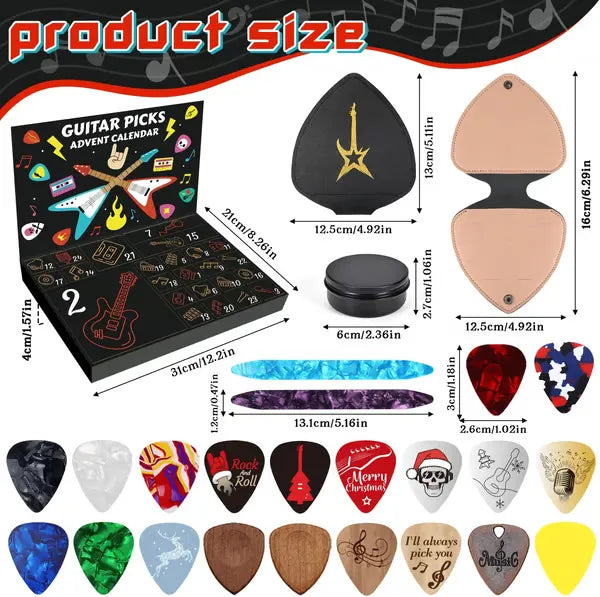 Guitar Picks Advent Calendar - Perfect Gift for Music Lovers with Unique Designs and Accessories