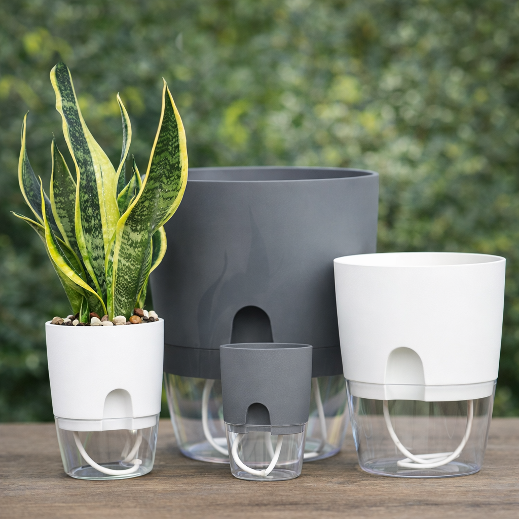 Self Watering Plant Pots with Wick System for Indoor Plants